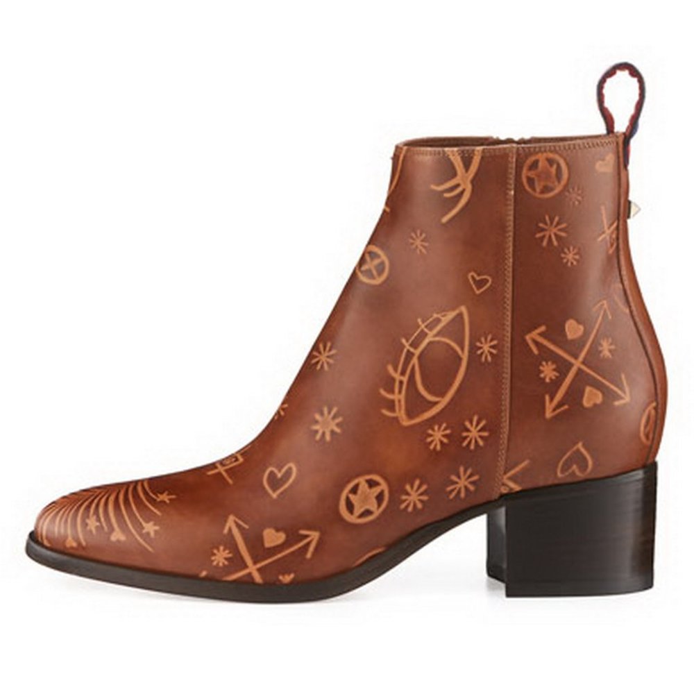 New Valentino Garavani Embossed Leather Bootie, Brown, EU 37 - Picture 4 of 12